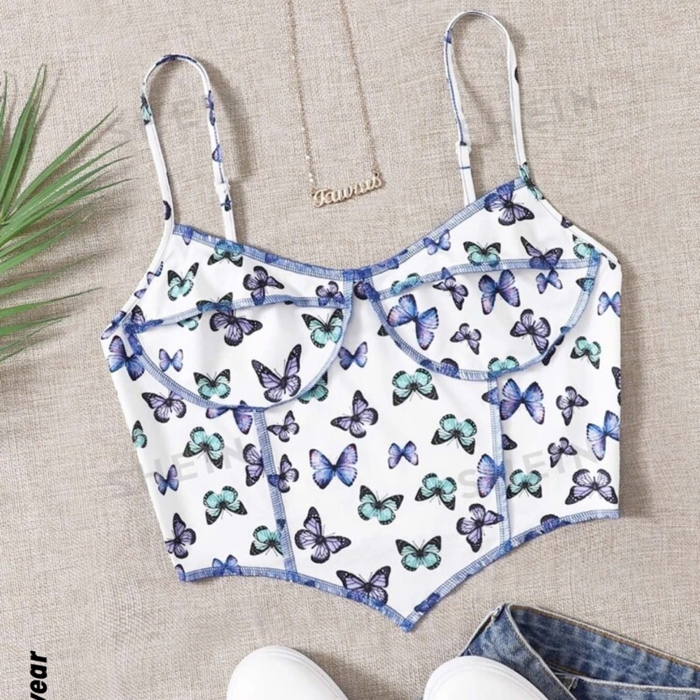 SHEIN butterfly tank top